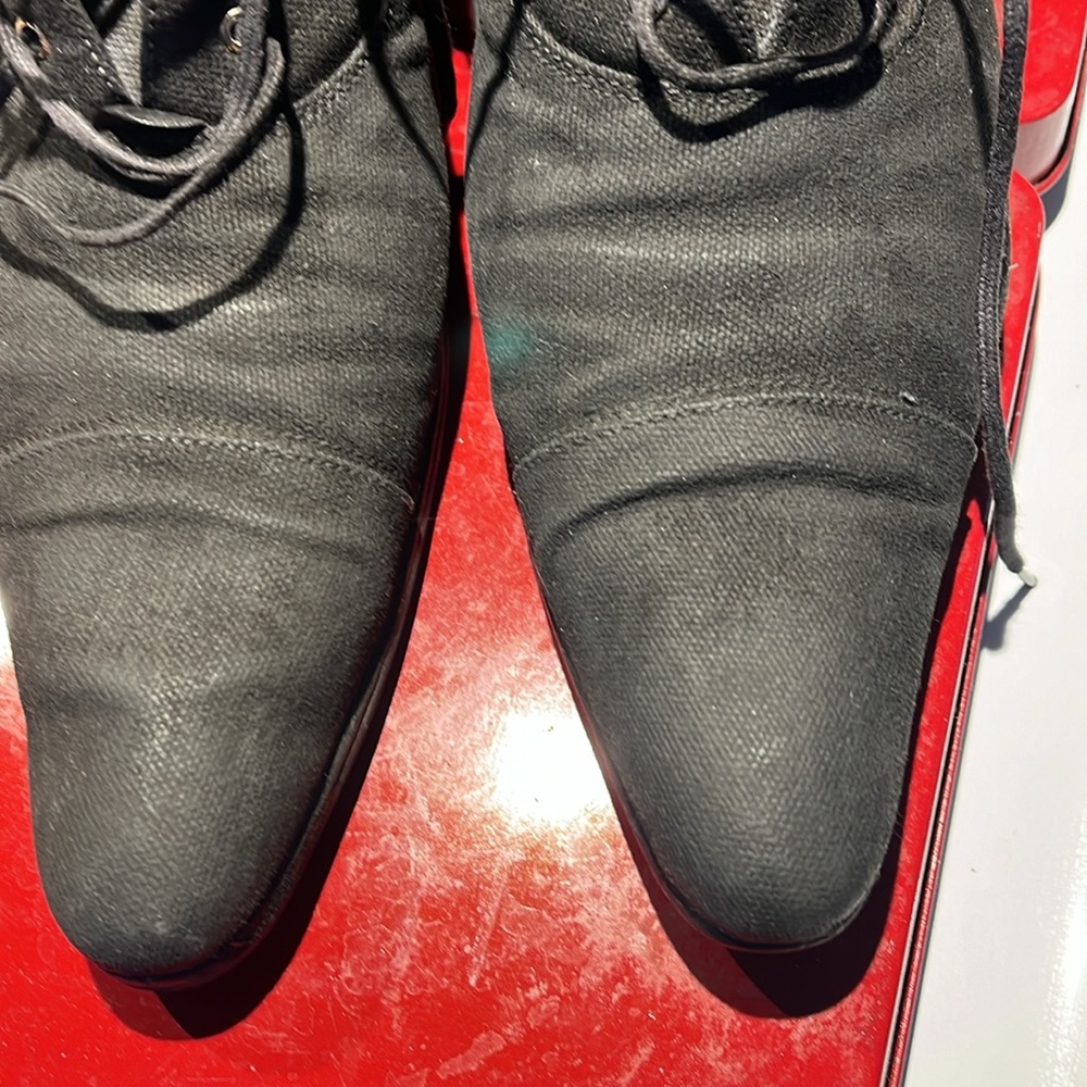 Black hand dyed canvas booties - Picture 2 of 11